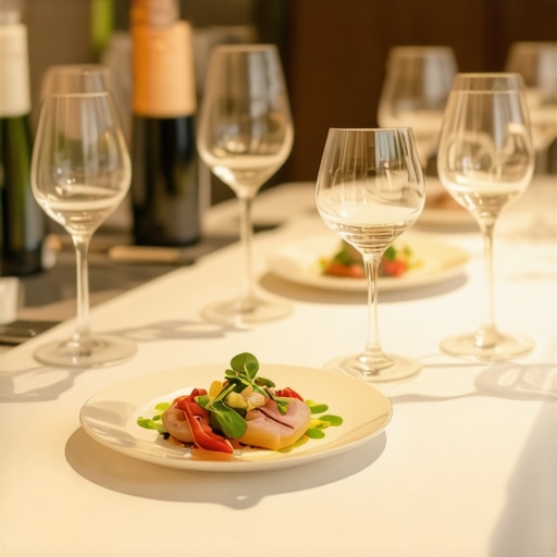Luxury private dining setup with augmented reality and modern presentation techniques