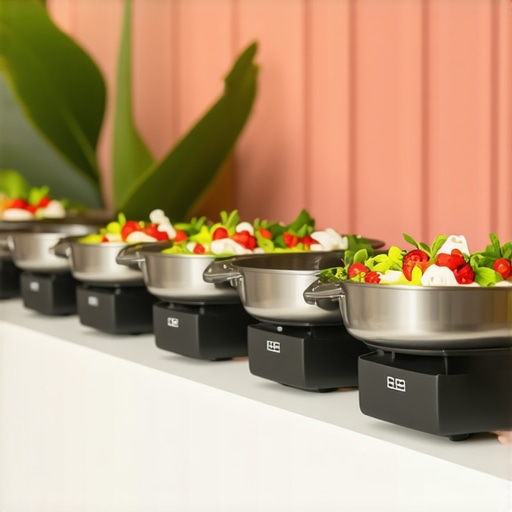 Innovative Wedding Catering with Technology and Sustainability Wedding catering setup featuring digital tools and eco-friendly decor