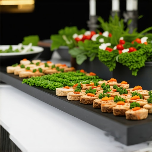 Eco-friendly wedding catering setup with tech innovations