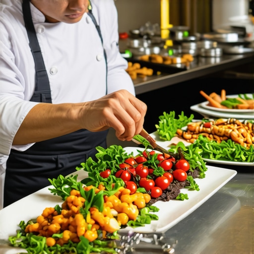 Sustainable Wedding Catering Presentation Chef presenting eco-friendly, locally sourced wedding dishes