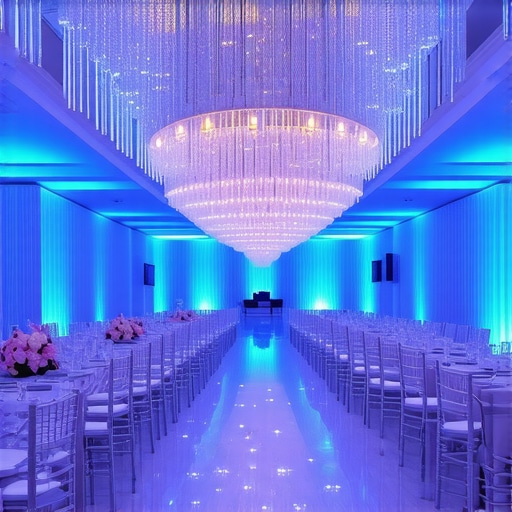 Elegant wedding scene with advanced food delivery and personalized service technology