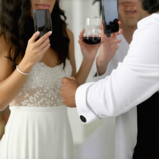 Couple engaging in virtual tasting session with private chef using digital devices and tasting kits