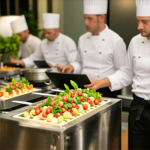 Wedding catering scene with technology and delivery logistics