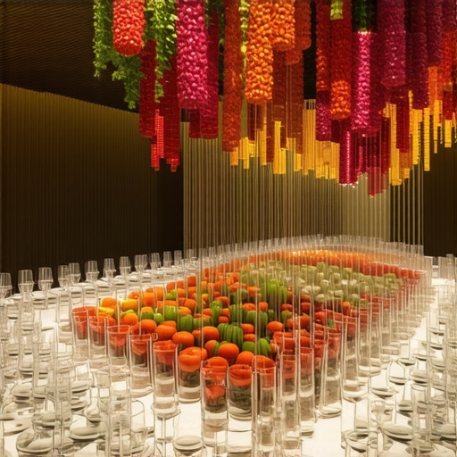 Elegant wedding banquet showcasing modern culinary techniques and artistic food presentation.