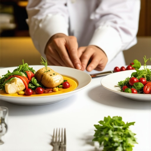 Gourmet chef preparing elegant dishes at wedding reception