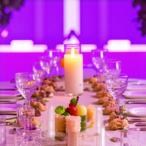 Gourmet dishes served at a luxury wedding reception by professional private chefs