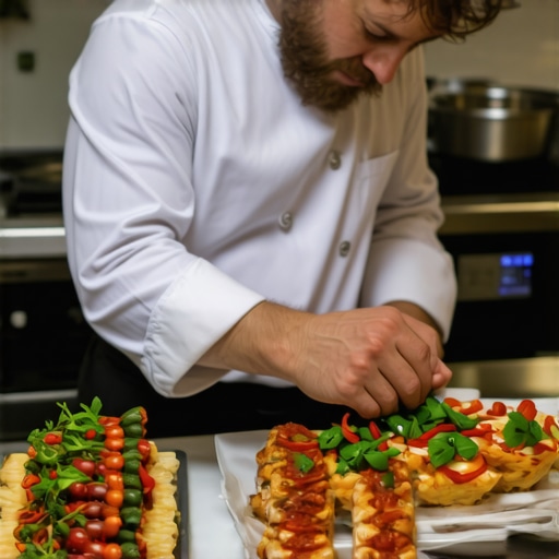 Private Chef Crafting Wedding Menu A chef preparing a wedding meal using advanced culinary techniques.