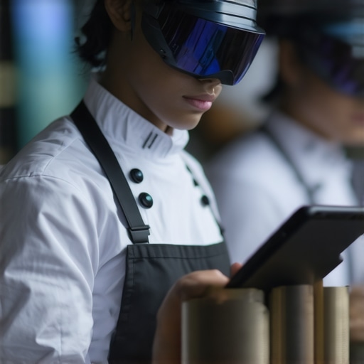 Wedding catering staff using advanced digital tools in a modern kitchen