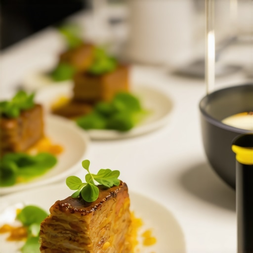 Elegant wedding reception with personalized gourmet food and staff using wearable devices for seamless service.