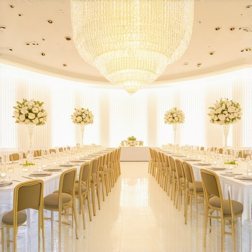 Elegant wedding venue featuring modern catering technology and streamlined service stations