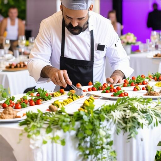 Wedding reception with private chef showcasing gourmet cuisine at an upscale venue