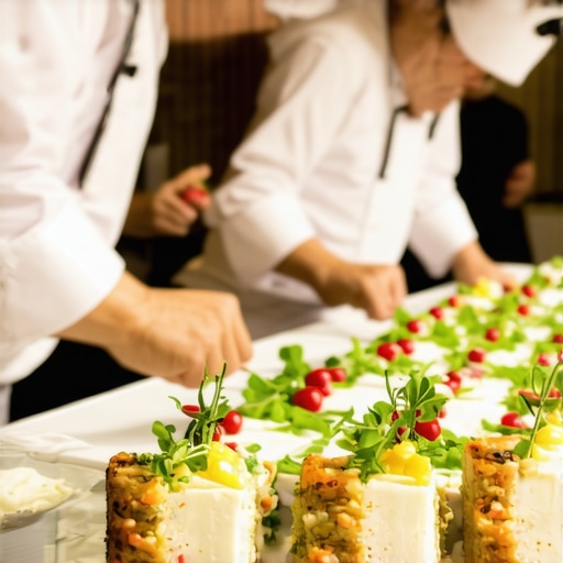 Private chefs preparing customized dishes at an upscale wedding