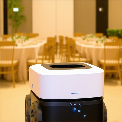 A robot delivering food in a wedding reception setting