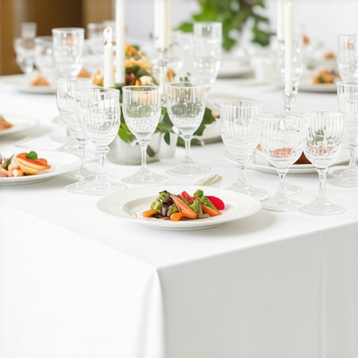 A beautifully arranged wedding reception with synchronized catering and attentive servers.