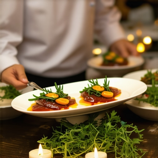 Private chef presenting gourmet dishes at a luxury wedding reception