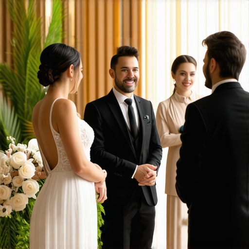 Future-Ready Wedding Staffing Team Wedding staff utilizing advanced technology for personalized guest service