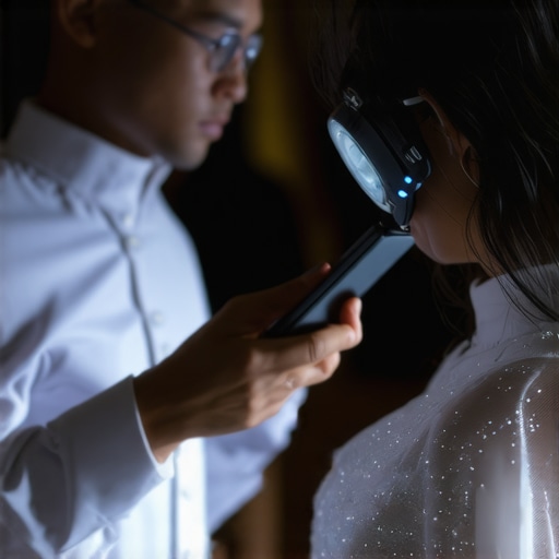 High-tech wedding staffing teamwork Wedding staff using digital devices and wearable technology to coordinate in a luxurious venue.