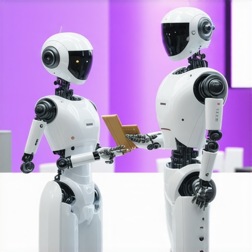 Robotic servers and AI systems assisting at a wedding reception