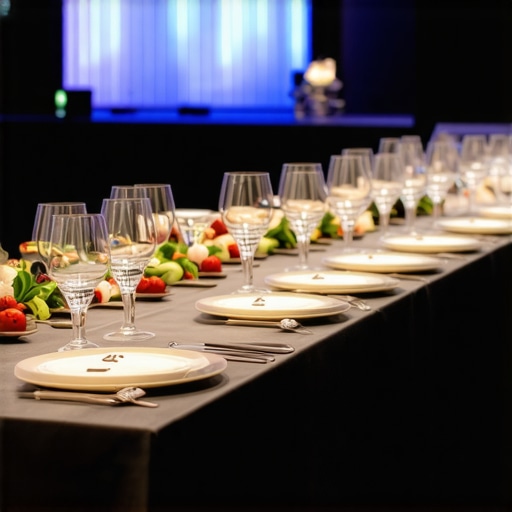 Optimized Server Positioning in Event Space, Event staff efficiently managing guest service across a thoughtfully arranged venue.
