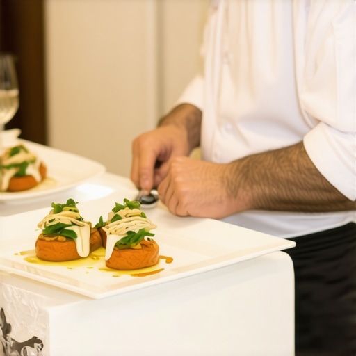 Private chef preparing gourmet dishes at wedding reception