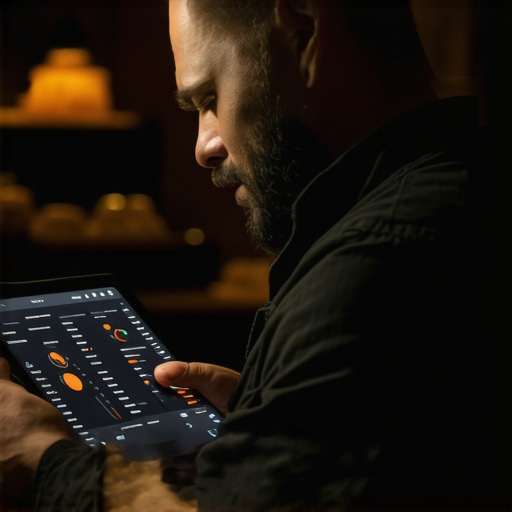 A modern private chef analyzing digital data for personalized menu planning.