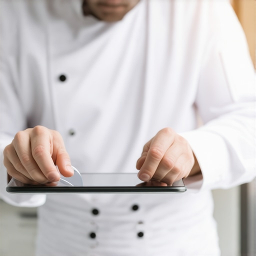 Private chef using a tablet to craft personalized wedding menus
