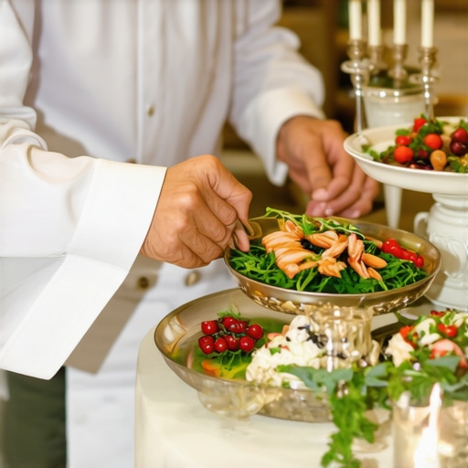 Private chef preparing gourmet meal at an upscale wedding reception