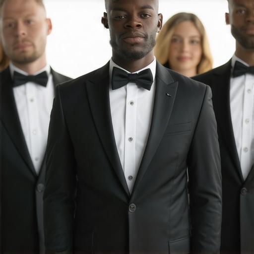 Wedding servers in formal attire providing attentive service at an upscale event