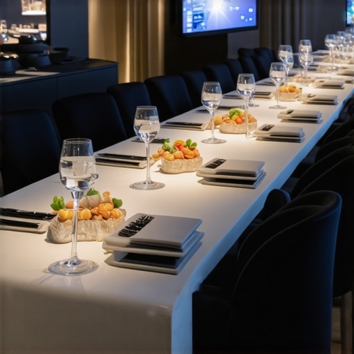 Guests enjoying a futuristic multi-sensory private dining event with AR technology and innovative plating