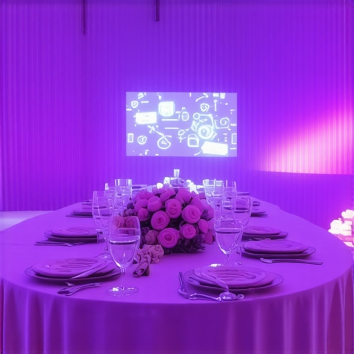 Guests enjoying a visually stunning, interactive wedding dinner with theatrical elements and sensory engagement