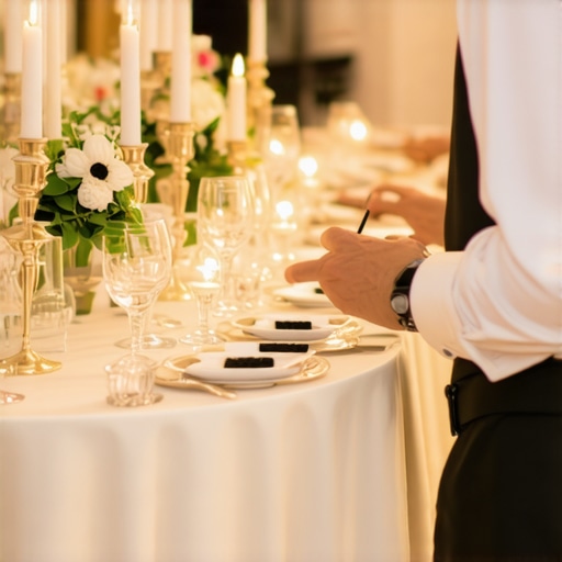 Wedding servers using tablets to manage guest orders efficiently.