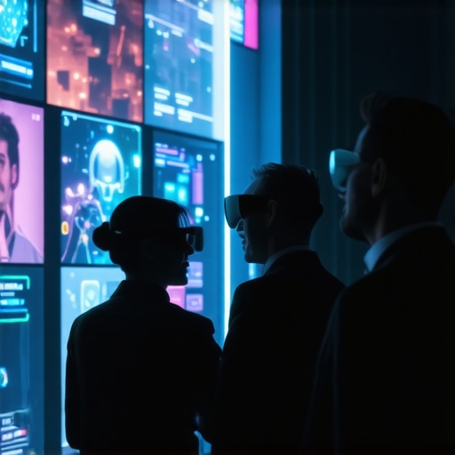 Guests and servers using augmented reality and digital displays during a wedding reception.