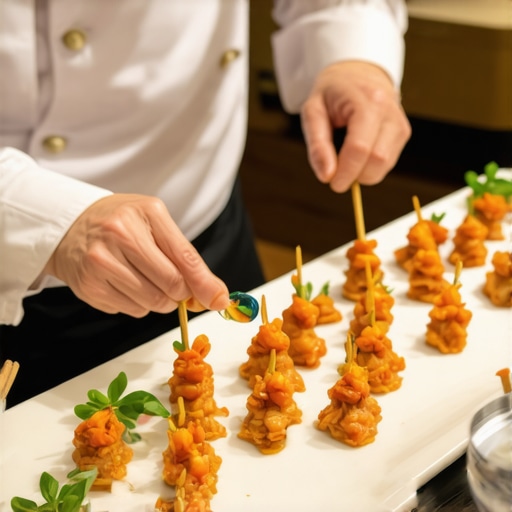 Chef designing sophisticated wedding dishes with modern plating.