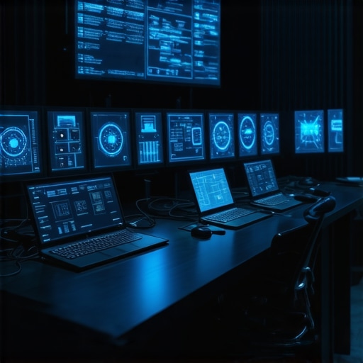 Futuristic control room with holographic screens managing luxury event logistics