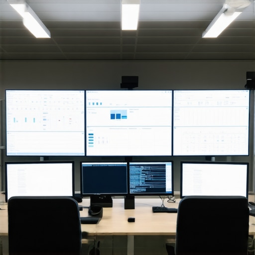 A control room displaying real-time wedding service analytics and staff coordination screens.
