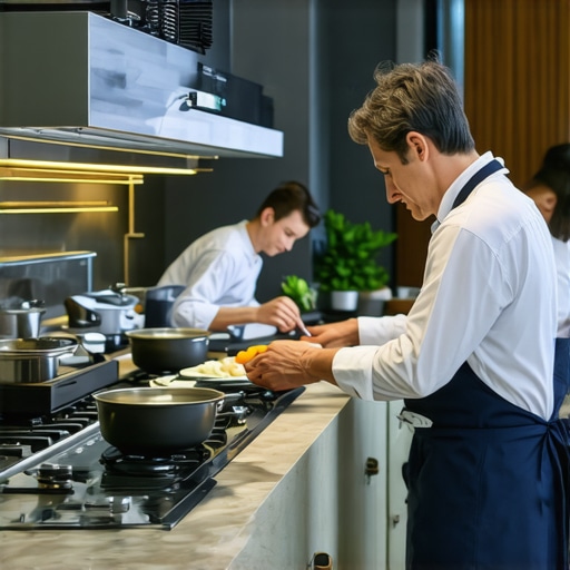 Futuristic private kitchen with automation and smart appliances designed for cost efficiency