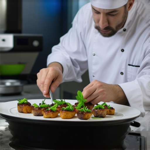 Private chef using advanced technology to prepare personalized meal