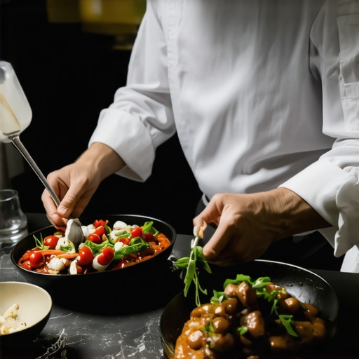 Private chef using advanced culinary tools to create gourmet dishes