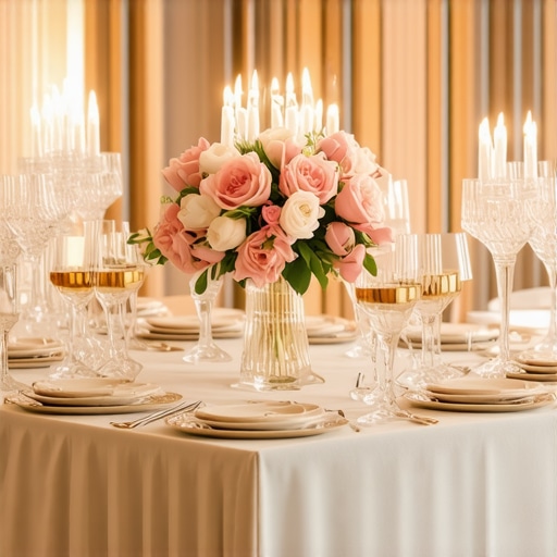 Exquisite wedding table with avant-garde culinary presentation