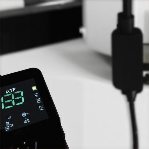 Handheld device testing kitchen surface for hygiene cleanliness.