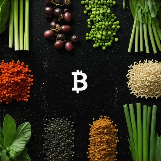 Digital blockchain ledger showing the journey of ingredients from farm to plate.
