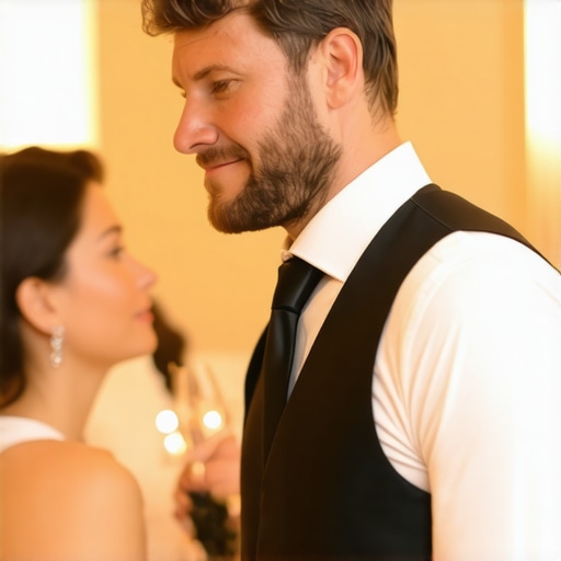 Professional waiter attentively listening to guest's dietary request at a luxury event