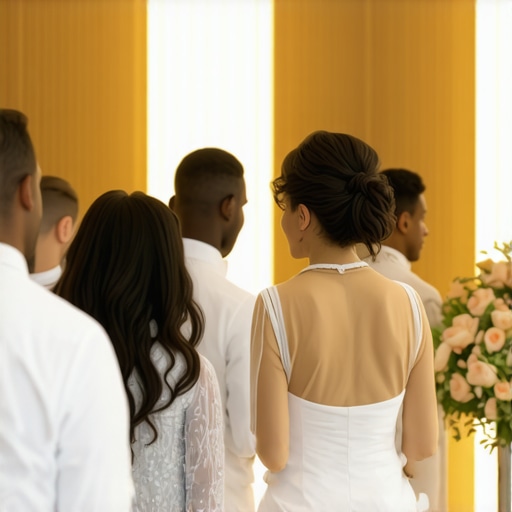 Servers interacting with guests from diverse backgrounds at a wedding, showcasing cultural adaptability