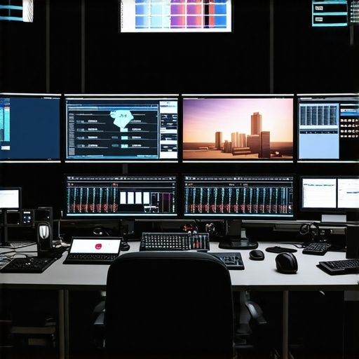 Control room with screens showing event schedules and communication channels