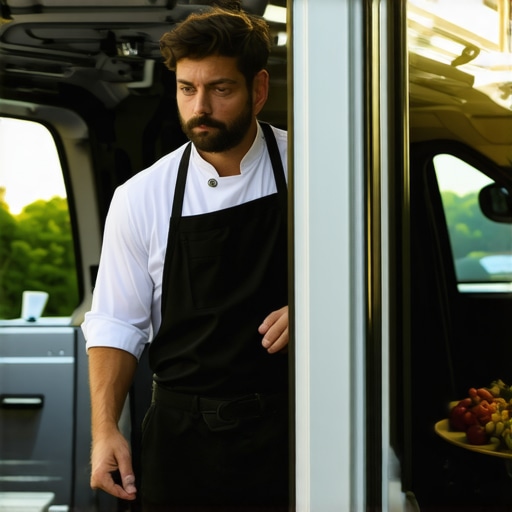 Delivery driver and private chef manager discussing logistics during a high-end event.