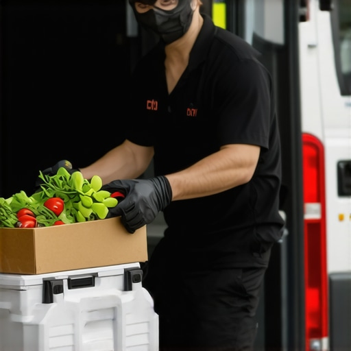 Courier delivering fresh ingredients to an event with real-time tracking.