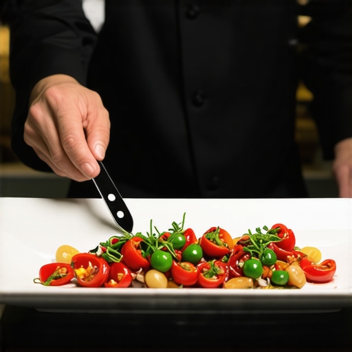 A private chef meticulously plating gourmet food at a luxurious event
