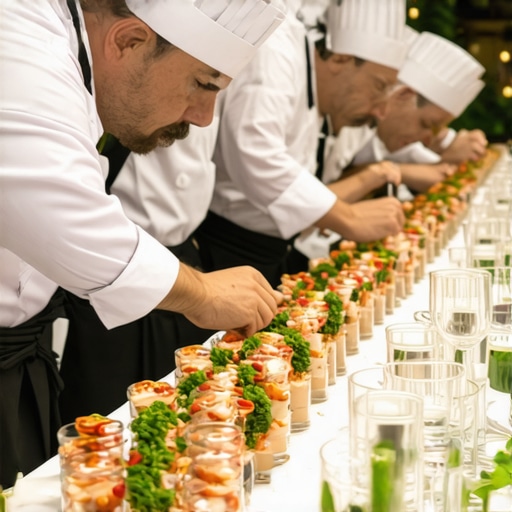A team of professional event staff providing seamless service at a luxury event.