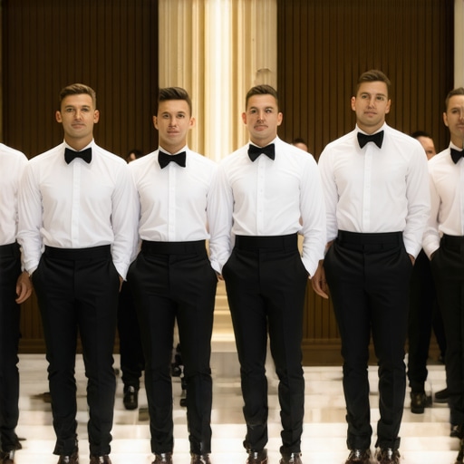 Professional servers assisting guests at a high-end wedding