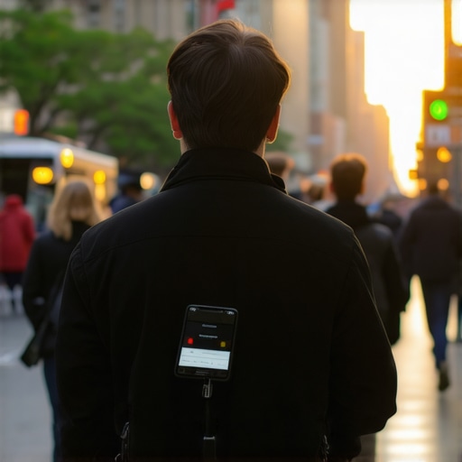 Catering delivery staff using GPS devices during sunset in city